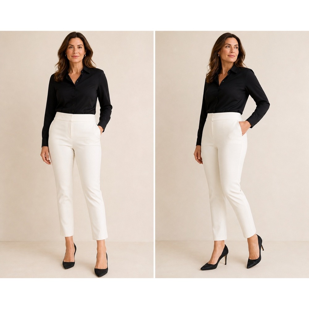 Chicos So Slimming Sophia Slim Ankle Pants Womens 3R 16 Ecru Stretch Off White